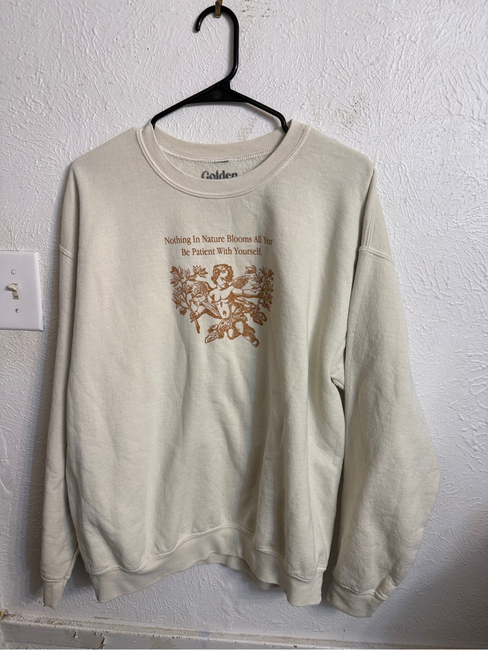 Pacsun Cream Graphic Crewneck Sweatshirt - "Nothing in Nature Blooms"